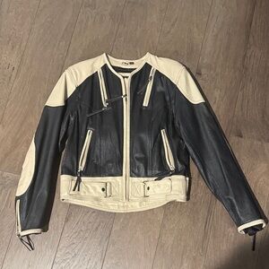 Women's Harley-Davidson Black and Cream Leather Jacket